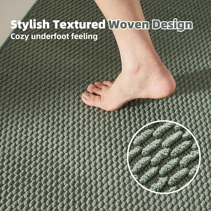 Toilet Rug, Thin Toilet Rugs U Shaped Washable Non Slip Absorbent Quick Dry Low Pile Toilet Mat, Sage Green 20"x24" U Shape