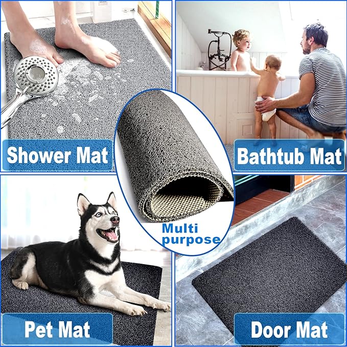 Shower Mats Non Slip for Elderly, 24x32’’Lager Loofah Loofah Bath Mats for Shower, Non-Slip Bath Mat for Elderly-Black