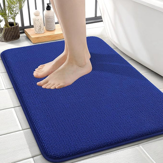 OLANLY Thick Memory Foam Bath Mat Rug 24x16, Extra Soft Absorbent Bathroom Rug, Quick Dry Bath Mats, Non-Slip, Machine Washable Carpet for Bathroom, Tub and Shower, Home Decor Accessories, Royal Blue