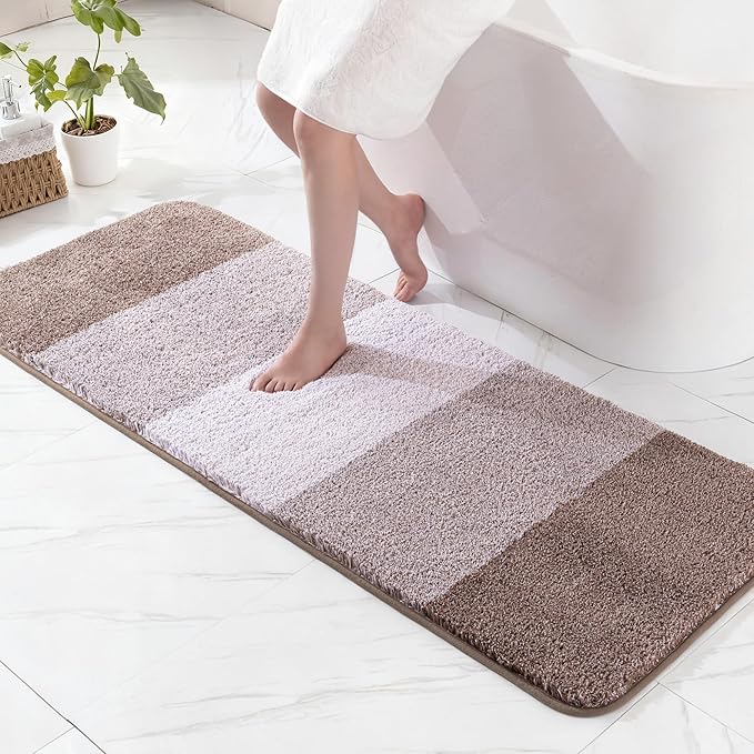 Exclusivo Mezcla Bathroom Rugs Mat 24x70, Extra Soft Non Slip Absorbent Water Microfiber Bath Rugs, Machine Washable Quick Dry Bath Mats for Bathroom Floor, Shower, Home Decor, Gradient Coffee