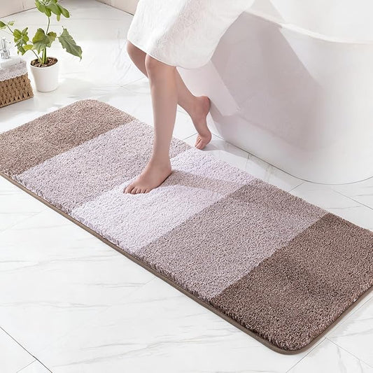 Exclusivo Mezcla Bathroom Rugs Mat 24x70, Extra Soft Non Slip Absorbent Water Microfiber Bath Rugs, Machine Washable Quick Dry Bath Mats for Bathroom Floor, Shower, Home Decor, Gradient Coffee