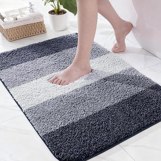 Exclusivo Mezcla Bathroom Rugs Mat 20x30, Extra Soft Non Slip Absorbent Water Microfiber Bath Rugs, Machine Washable Quick Dry Bath Mats for Bathroom Floor, Shower, Home Decor, Gradient Navy Blue