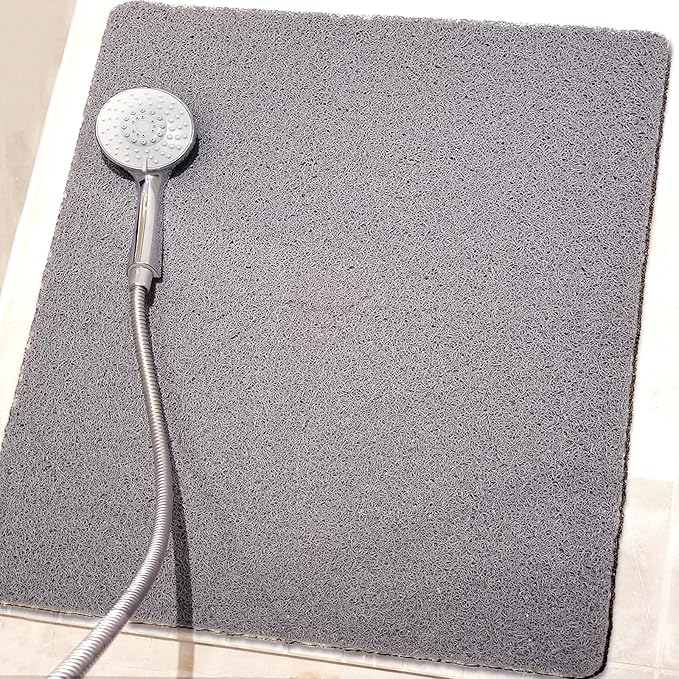 Shower Mats Non Slip for Elderly, 24x24’’Lager Loofah Bath Mats for Shower, Non-Slip Bath Mat for Elderly-Grey