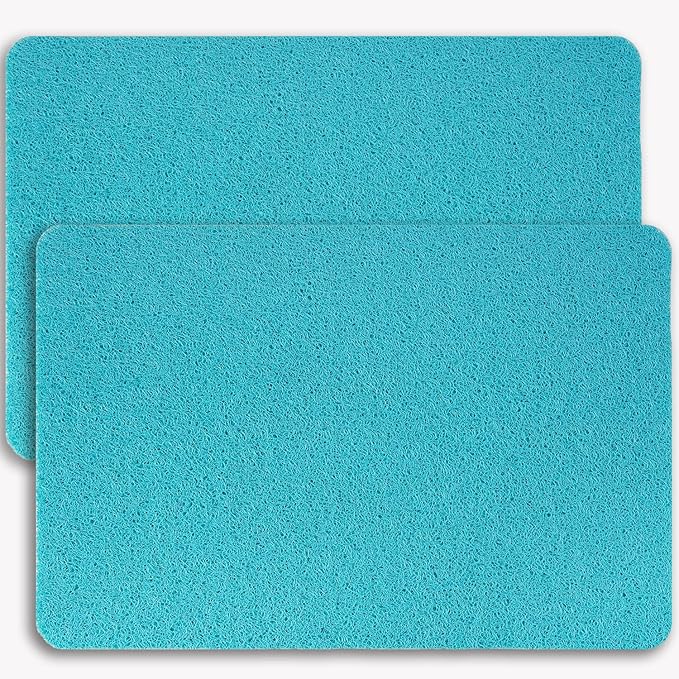 Non-Slip Bathtub Mat, 2 Pack Anti Slip Shower Mat, Fast Drying Bathtub Mats, Foot Scrubber Mat, Anti Slip Mat for Tub, Floor, Bathroom, Kitchen, Home, Hotel (Turquoise Blue 24"×16"+24"×16")