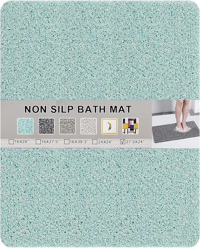 Nonslip Bathtub Mat, Anti Slip Bath Mat 0.6" Extra Thick, Quick Dry Bath Tub Anti Slip Shower Mat, Loofah Non-Slip Bath Mat for Tub Bathroom Pool Kitchen Entryway Home Hotel(Blue 24x27)