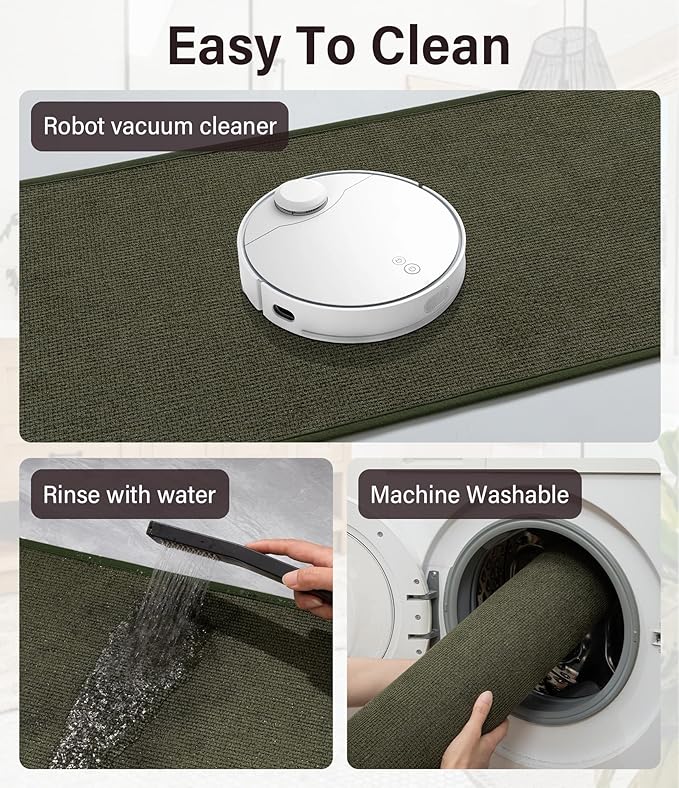 YIHOUSE Bathroom Rugs Mat 24x36, Non Slip Quick Dry Bath Mats for Bathroom Absorbent Ultra Thin Bath Rugs Machine Washable Fit Under Door for Sink, Cabinet, Laundry (Dark Green, 24"x36")