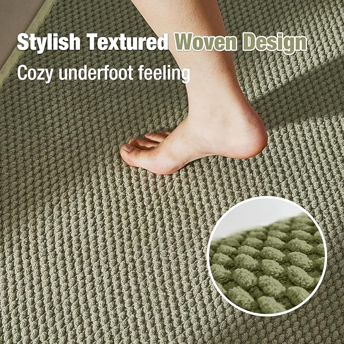 Bathroom Rugs Non Slip Washable, Super Absorbent Thin Bath Mat Small Quick Dry Low Pile Bathroom Rug, Sage 20"x30"