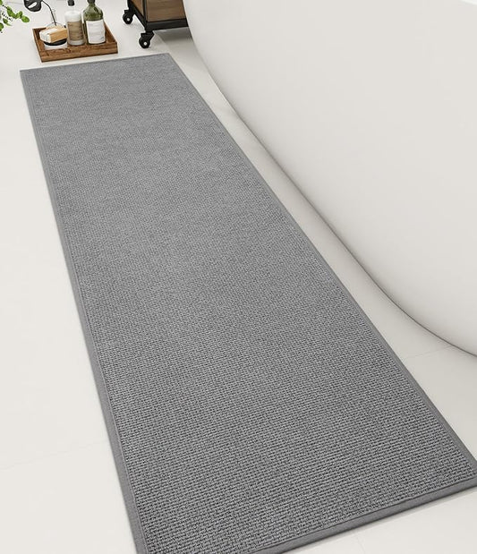YIHOUSE Bathroom Rugs Mat 16x59, Non Slip Quick Dry Bath Mats for Bathroom Absorbent Ultra Thin Bath Rugs Machine Washable Fit Under Door for Sink, Cabinet, Laundry (Grey, 16"x59")