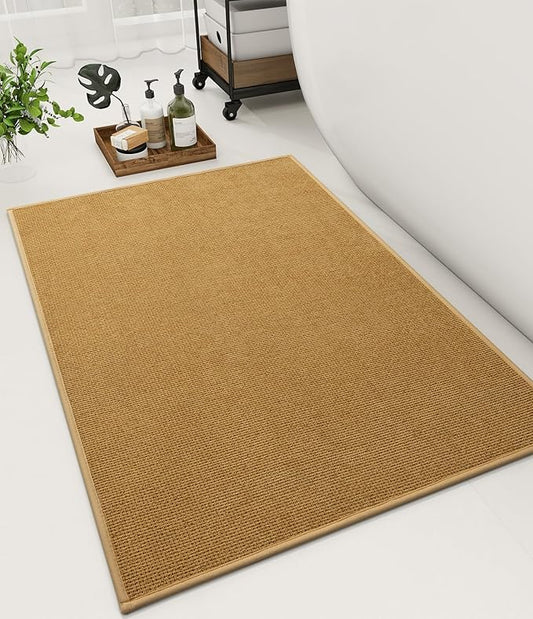 YIHOUSE Bathroom Rugs Mat 24x36, Non Slip Quick Dry Bath Mats for Bathroom Absorbent Ultra Thin Bath Rugs Machine Washable Fit Under Door for Sink, Cabinet, Laundry (Yellow, 24"x36")