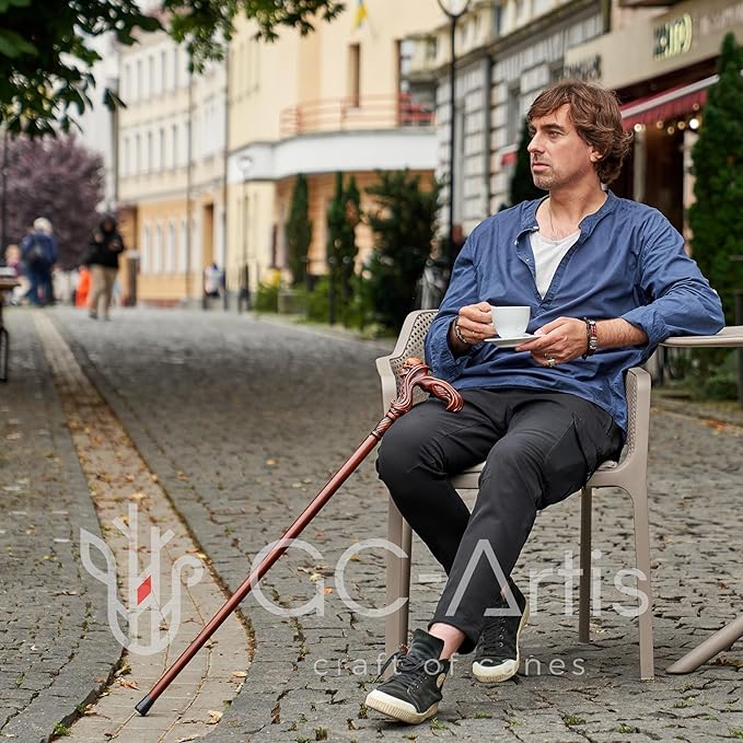 Luxury Handmade Wooden Walking Cane – Premium Carved Solid Wood, Ergonomic Comfort Grip, Designer Canes for Men & Women, Elegant Fashionable Walking Stick 36