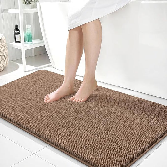 OLANLY Thick Memory Foam Bath Mat Rug 44x24, Extra Soft Absorbent Bathroom Rug, Quick Dry Bath Mats, Non-Slip, Machine Washable Carpet for Bathroom, Tub and Shower, Home Decor Accessories, Mocha