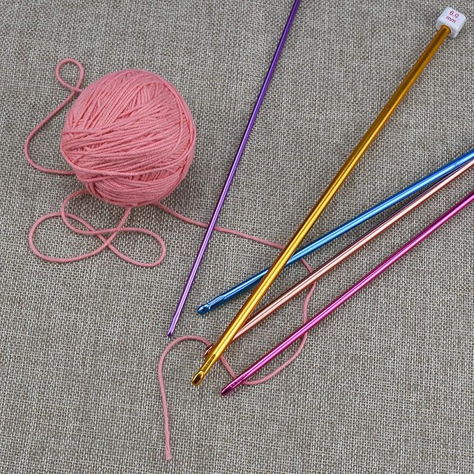 Coopay Tunisian Crochet Hooks Set with Cable, 11pcs Metal Afghan Crochet Hook 2-8mm, 120cm Bamboo Circular Tunisian Knitting Needle with Bead Carbonized 3-10mm for Blanket, Knitting & Crochet Supplies