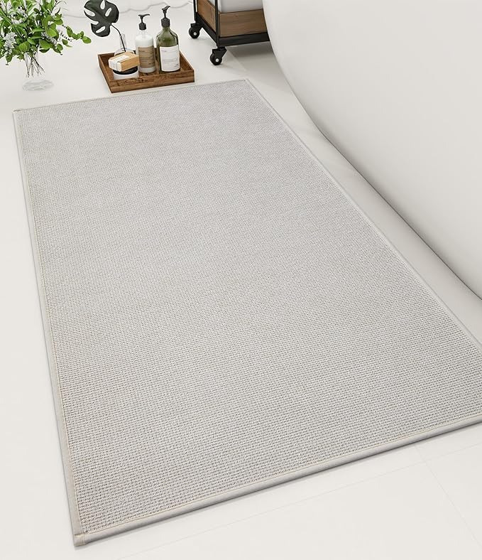 YIHOUSE Bathroom Rugs Mat 24x47, Non Slip Quick Dry Bath Mats for Bathroom Absorbent Ultra Thin Bath Rugs Machine Washable Fit Under Door for Sink, Cabinet, Laundry (Beige, 24"x47")