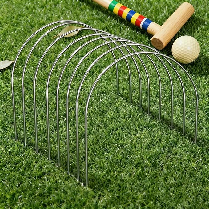 Set of 10 Croquet Wickets Replacement for Croquet Metal Hoops with Galvanized and Plastic Coating for Family Lawn Backyard Outdoor Game (Arch)