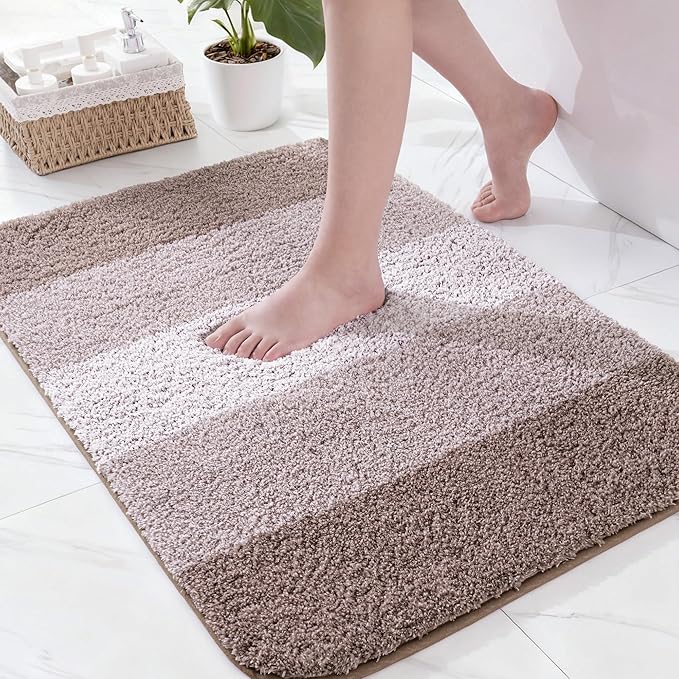 Exclusivo Mezcla Bathroom Rugs Mat 20x30, Extra Soft Non Slip Absorbent Water Microfiber Bath Rugs, Machine Washable Quick Dry Bath Mats for Bathroom Floor, Shower, Home Decor, Gradient Coffee