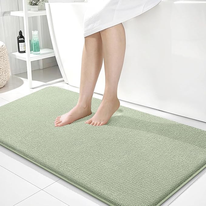 OLANLY Thick Memory Foam Bath Mat Rug 44x24, Extra Soft Absorbent Bathroom Rug, Quick Dry Bath Mats, Non-Slip, Machine Washable Carpet for Bathroom, Tub and Shower, Home Decor Accessories, Sage Green