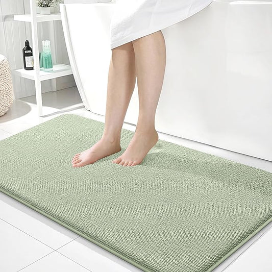 OLANLY Thick Memory Foam Bath Mat Rug 44x24, Extra Soft Absorbent Bathroom Rug, Quick Dry Bath Mats, Non-Slip, Machine Washable Carpet for Bathroom, Tub and Shower, Home Decor Accessories, Sage Green