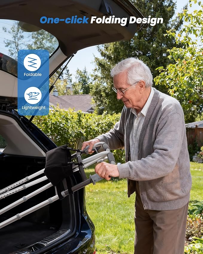 Folding Walkers for Seniors, Adjustable Width & Height, Standard Walkers with Basket, 2 Skis, 5” Front Wheels, Lightweight Walkers for Elderly & Disabled, Thickened Aluminum Adult Walker