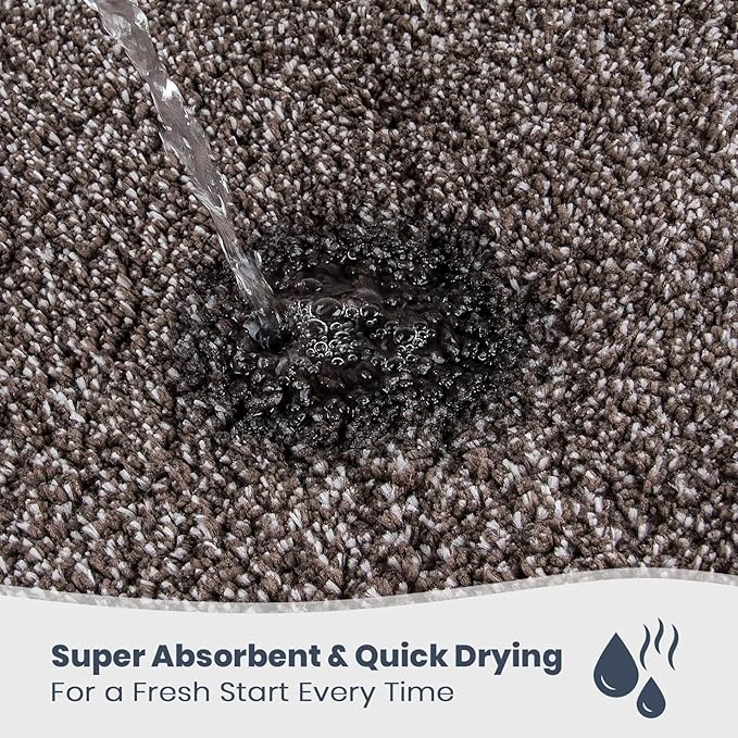 PURRUGS Bathroom Rug Non-Slip Machine Washable 24" x 60", Super Absorbent and Quick Dry Shaggy Microfiber Bath Mat, Extra Soft and Plush Bath Rug for Bathtub, Shower and Sink, Brown