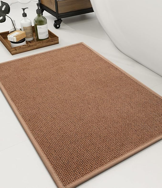 YIHOUSE Bathroom Rugs Mat 16x24, Non Slip Quick Dry Bath Mats for Bathroom Absorbent Ultra Thin Bath Rugs Machine Washable Fit Under Door for Sink, Cabinet, Laundry (Orange, 16"x24")