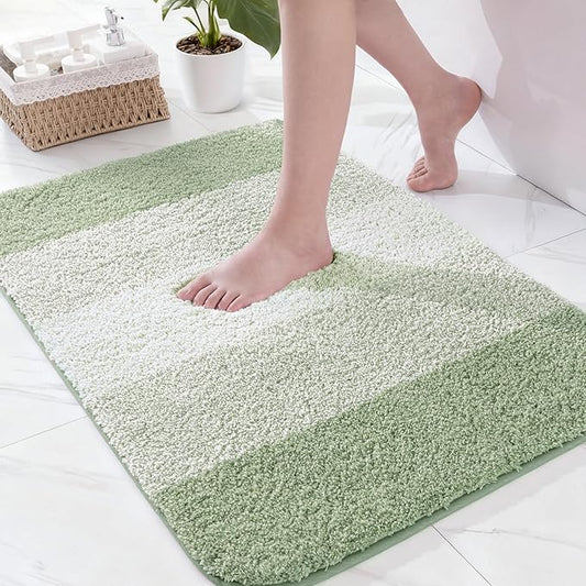 Exclusivo Mezcla Bathroom Rugs Mat 20x30, Extra Soft Non Slip Absorbent Water Microfiber Bath Rugs, Machine Washable Quick Dry Bath Mats for Bathroom Floor, Shower, Home Decor, Gradient Green