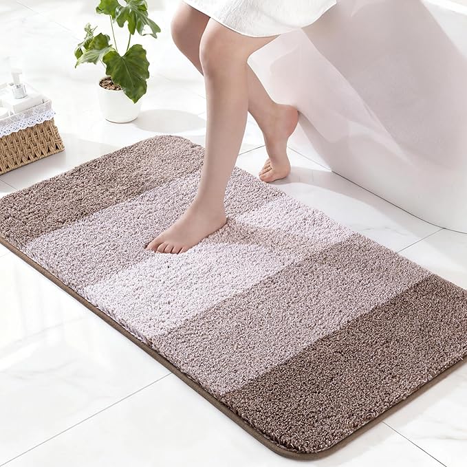 Exclusivo Mezcla Bathroom Rugs Mat 24x36, Extra Soft Non Slip Absorbent Water Microfiber Bath Rugs, Machine Washable Quick Dry Bath Mats for Bathroom Floor, Shower, Home Decor, Gradient Coffee