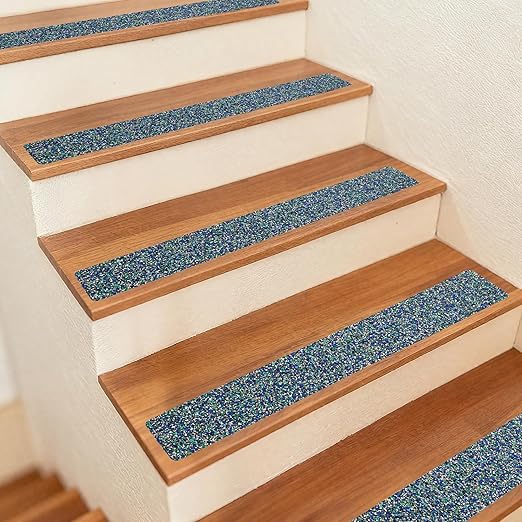 COSIMIXO Rubber Anti Slip Tape 4" x 30" -5 Packs-Blue Pool Rubber Grip Tape,Pool, Bathroom & Stair Outdoor/Indoor Safety - Waterproof Non-Slip for Wet Surfaces, Ship Deck, Showers