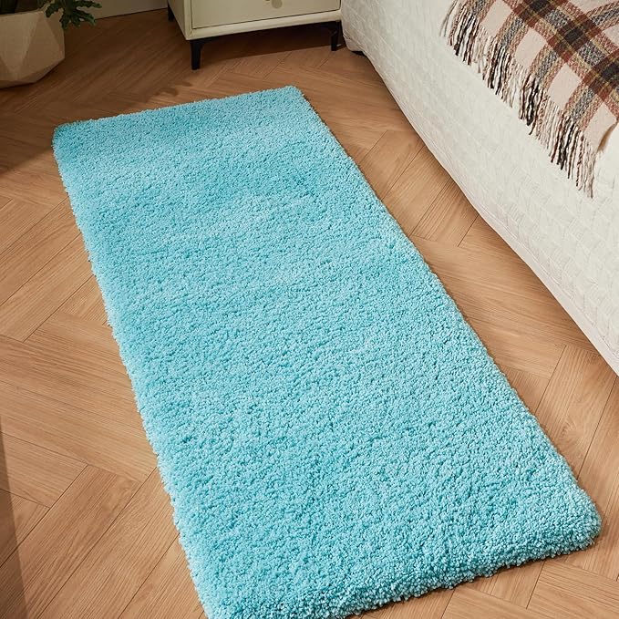 Bathroom Runner Rug 24x70 Teal Non Slip Fluffy Long Bath Mat for Bathroom Floor Washable Plush Luxury Large Bath Rug for Tub Absorbent Runner Rug for Bedside