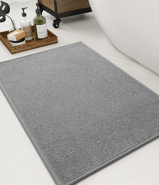 YIHOUSE Bathroom Rugs Mat 16x24, Non Slip Quick Dry Bath Mats for Bathroom Absorbent Ultra Thin Bath Rugs Machine Washable Fit Under Door for Sink, Cabinet, Laundry (Grey, 16"x24")
