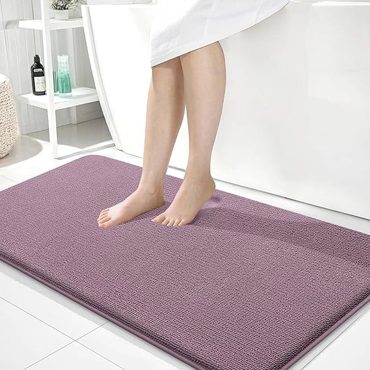OLANLY Thick Memory Foam Bath Mat Rug 44x24, Extra Soft Absorbent Bathroom Rug, Quick Dry Bath Mats, Non-Slip, Machine Washable Carpet for Bathroom, Tub and Shower, Home Decor Accessories, Deep Plum