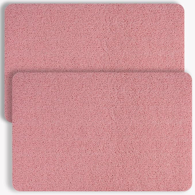 Non-Slip Bathtub Mat, 2 Pack Anti Slip Shower Mat, Fast Drying Bathtub Mats, Foot Scrubber Mat, Anti Slip Mat for Tub, Floor, Bathroom, Kitchen, Home, Hotel (Pink 24"×16"+24"×16")