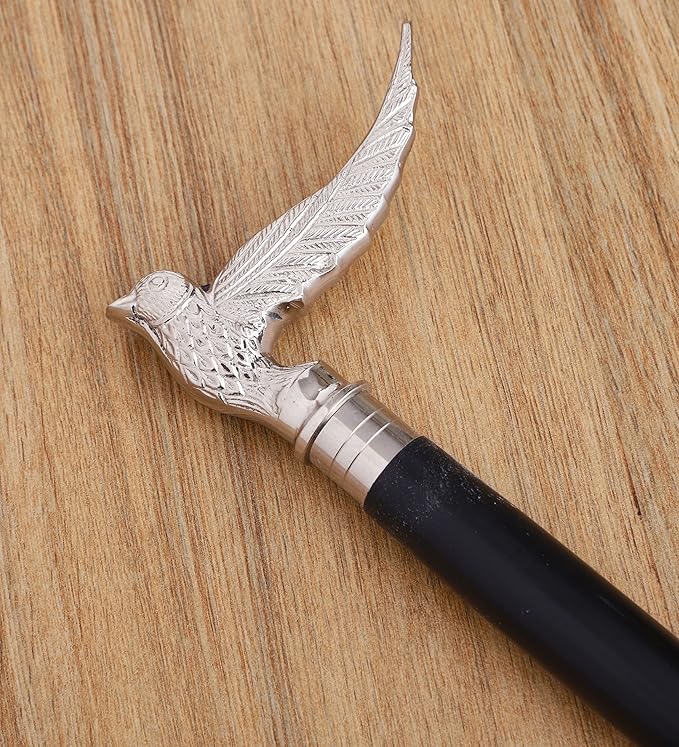 Premium Wooden Walking Cane | Beautiful Silver Plated Solid Brass Handle | Walking Stick & Crutches lacquer Polished Cane for Men and Women