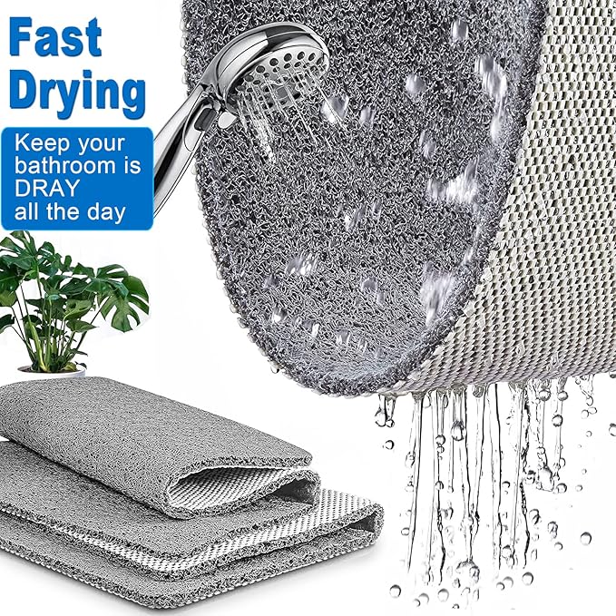 Shower Mats Non Slip for Elderly, 24x24’’Lager Loofah Bath Mats for Shower, Non-Slip Bath Mat for Elderly-Grey