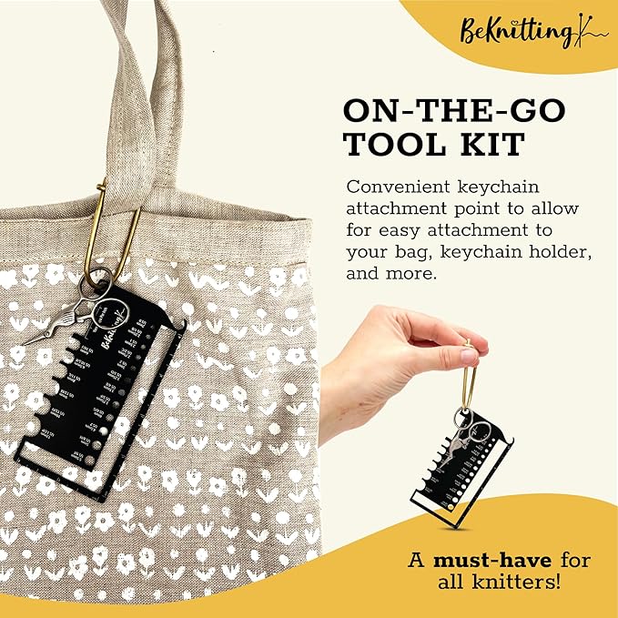 BeKnitting Knitting Needle Gauge Sizer Tool for Knitting Needles & Crochet Hooks, Yarn & Swatch Ruler - Sitch Saver | Holiday Christmas Gifts, Gift-Ready Box