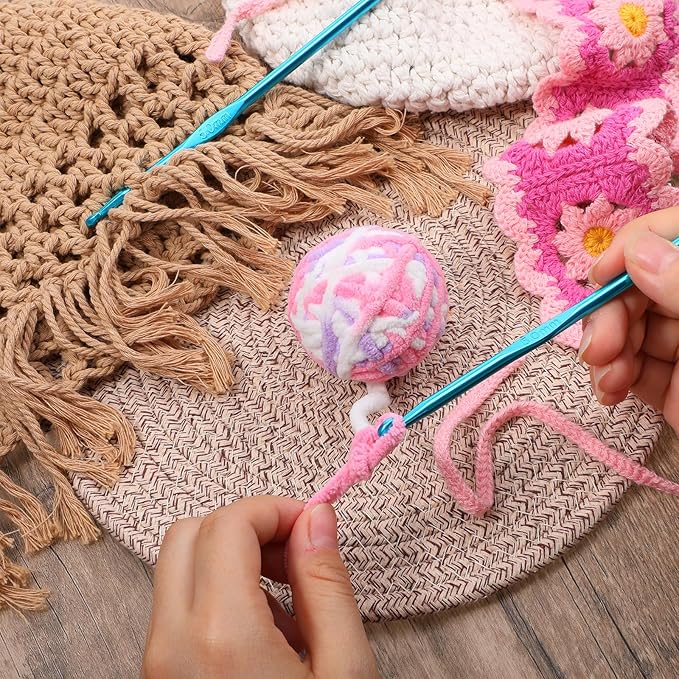 10 PCS 5mm Crochet Hook, Aluminum Crochet Hooks for Beginners, Blue Knitting Needles for DIY Yarn Crafts (US Size H/8)