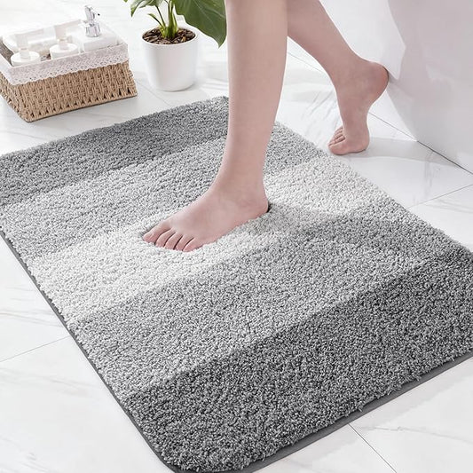 Exclusivo Mezcla Bathroom Rugs Mat 20x30, Extra Soft Non Slip Absorbent Water Microfiber Bath Rugs, Machine Washable Quick Dry Bath Mats for Bathroom Floor, Shower, Home Decor, Gradient Grey