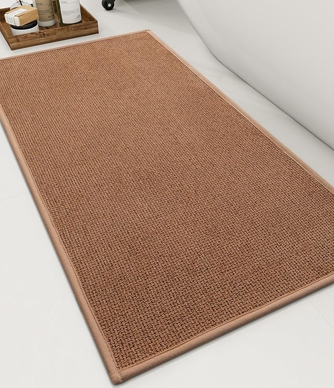 YIHOUSE Bathroom Rugs Mat 16x32, Non Slip Quick Dry Bath Mats for Bathroom Absorbent Ultra Thin Bath Rugs Machine Washable Fit Under Door for Sink, Cabinet, Laundry (Orange, 16"x32")