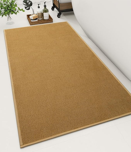 YIHOUSE Bathroom Rugs Mat 24x47, Non Slip Quick Dry Bath Mats for Bathroom Absorbent Ultra Thin Bath Rugs Machine Washable Fit Under Door for Sink, Cabinet, Laundry (Yellow, 24"x47")