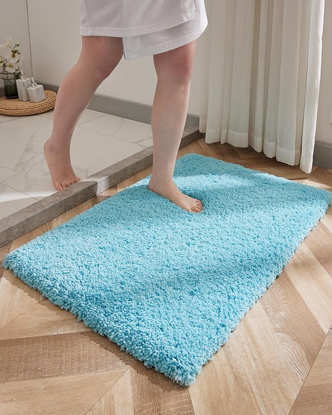 Teal Bathroom Rug 24x36 Non Slip Fluffy Bath Mat for Bathroom Floor Washable Plush Luxury Bath Rug for Tub Soft Shaggy Absorbent Shower Sink Mat